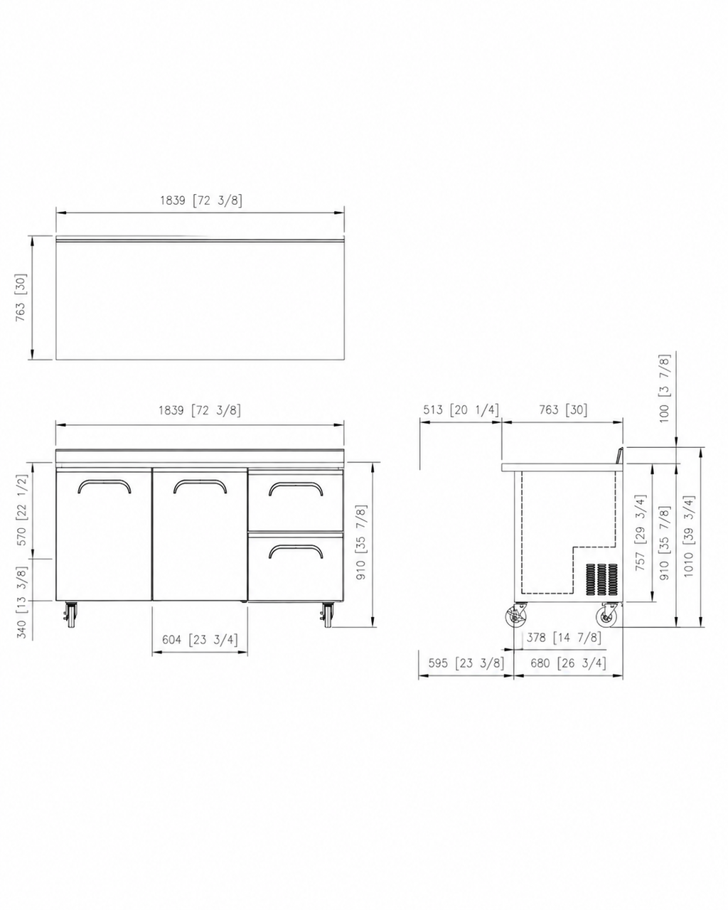 FWR-72-D2 Worktop Refrigerator Drawer with Splashback