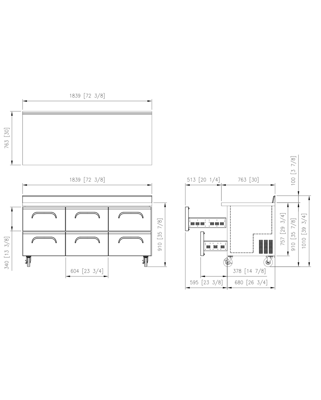 FWR-72-D6 Worktop Refrigerator Drawer with Splashback
