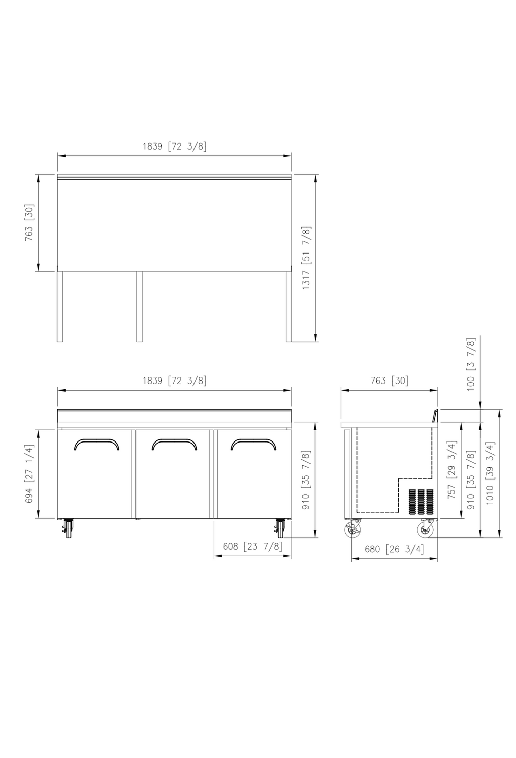 FWR-72 Worktop Refrigerator with Splashback