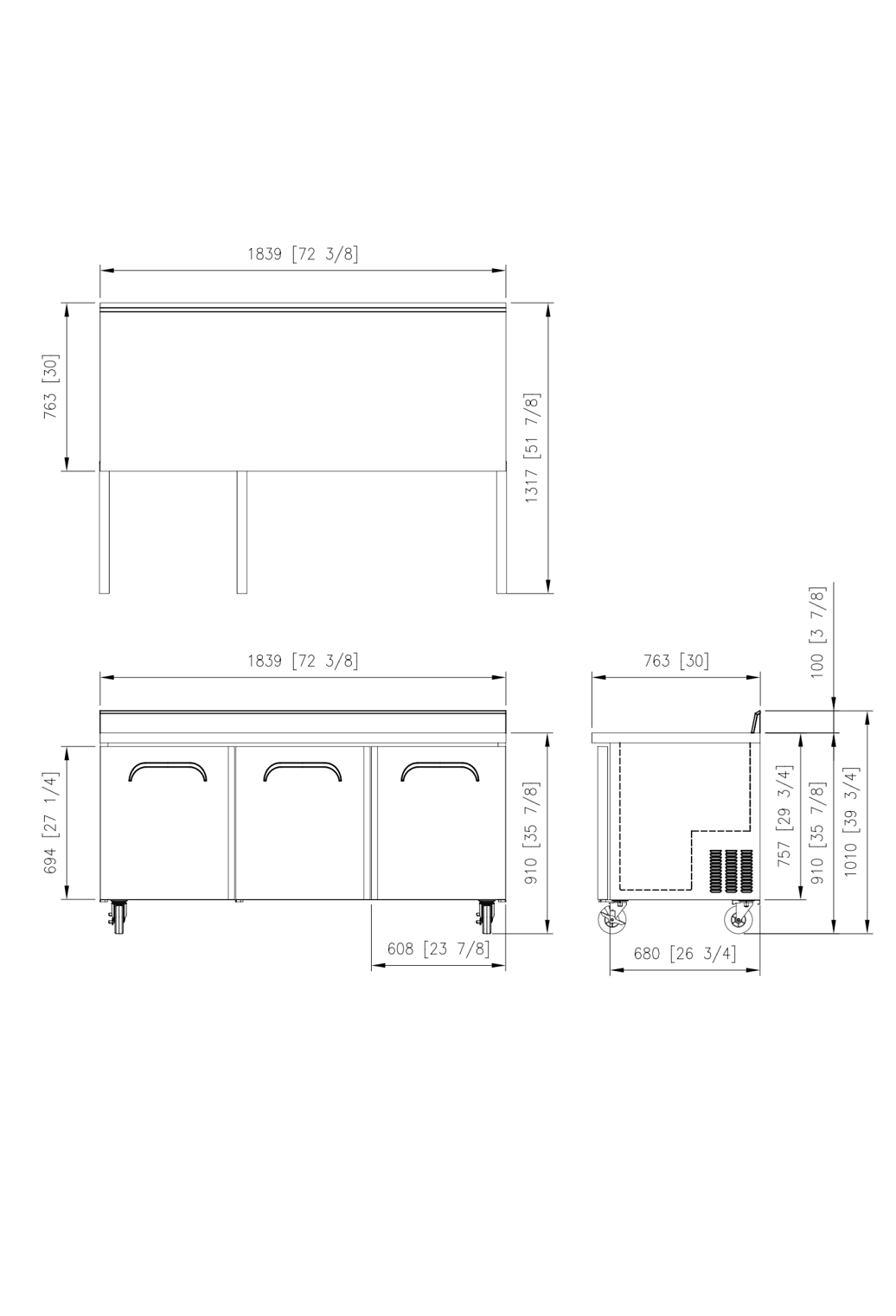 FWR-72 Worktop Refrigerator with Splashback